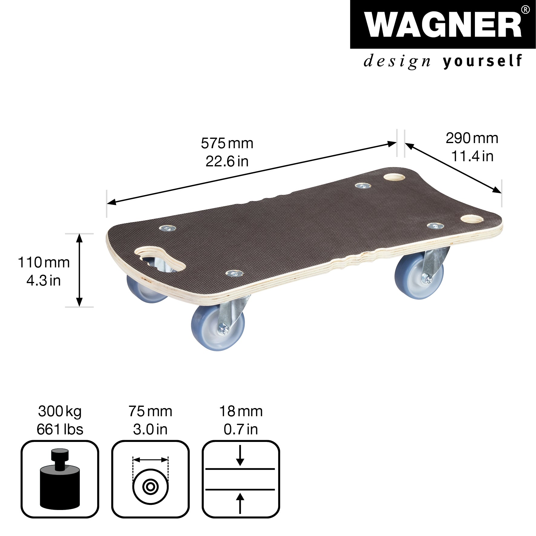 Maxigrip Moving Dolly - Wood 23" x 11"